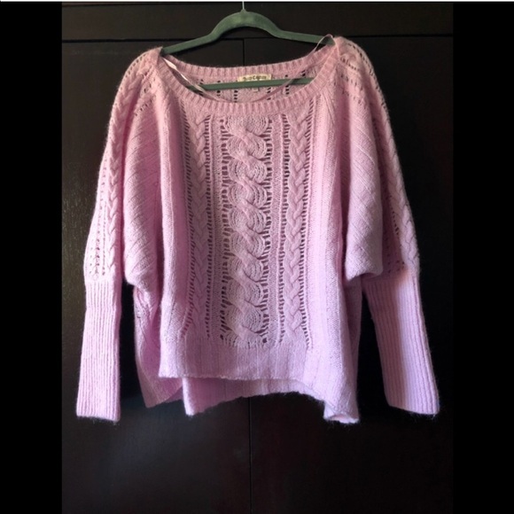 Juicy oversized mohair wool crewneck open knit sweater in bubblegum pink L - Picture 5 of 8